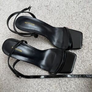 PrettyLittleThing Black Strappy Heels